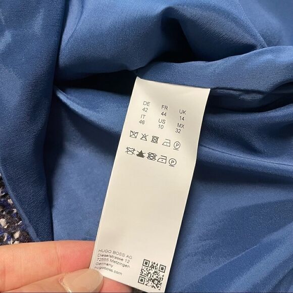 Hugo Boss Julira Tweed Suit Jacket In Pilot Fantasy - Picture 6 of 8